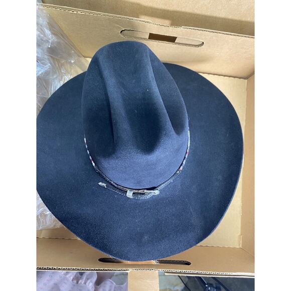 Western Black RESISTOL Beaver 4XXXX Self Conforming Cowboy Hat 7 With Box - Picture 12 of 12
